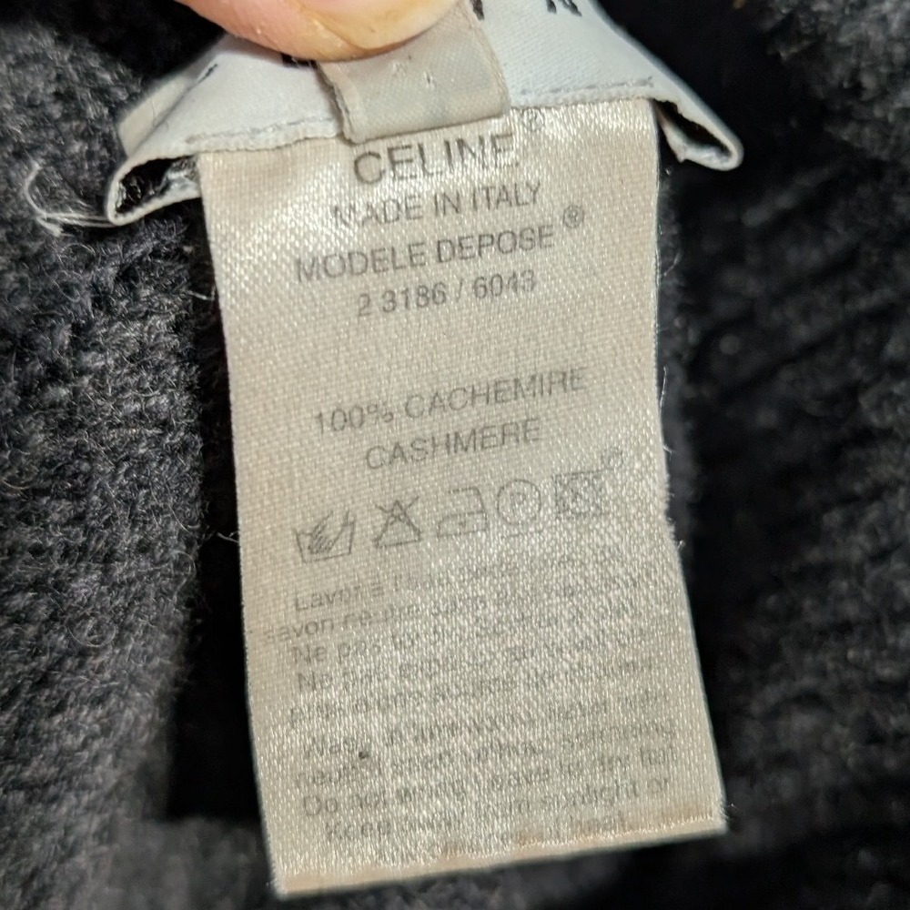 Celine Cashmere Knit Turtle Neck Long Sleeve Sweater Grey Small - Picture 7 of 7